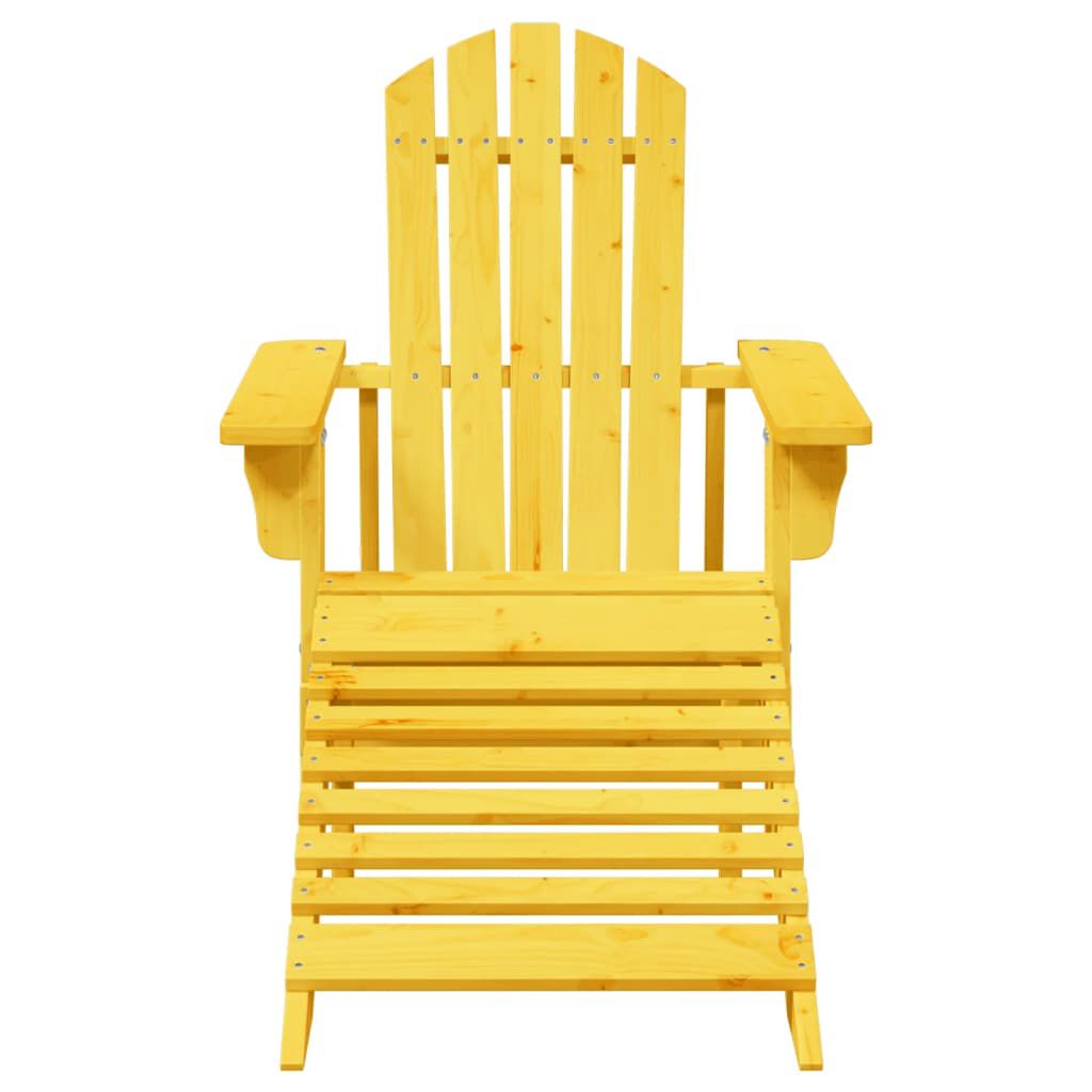 vidaXL Adirondack Chair with Ottoman Yellow Solid Wood Fir