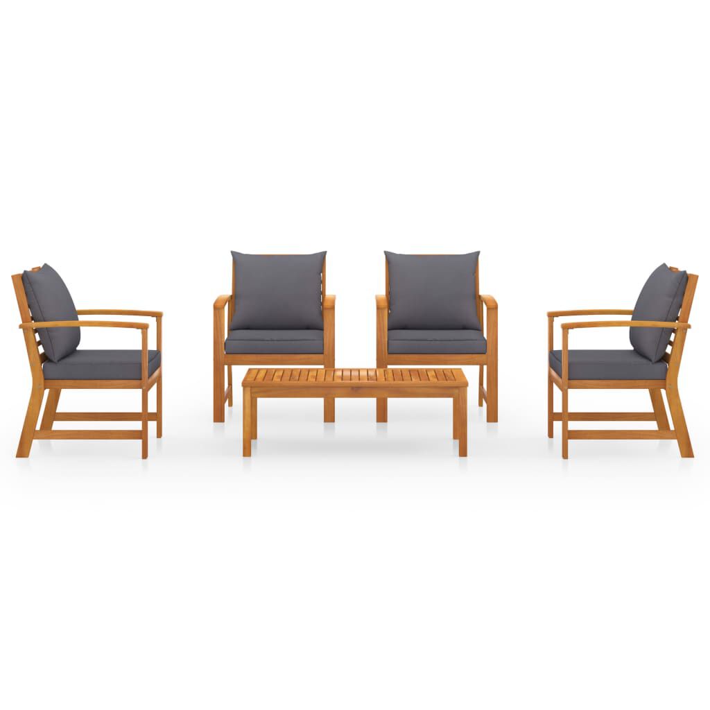 vidaXL 5 Piece Garden Lounge Set with Cushion Solid Acacia Wood