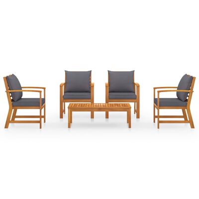 vidaXL 5 Piece Garden Lounge Set with Cushion Solid Acacia Wood