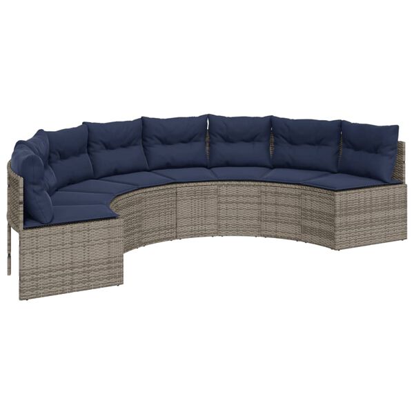 vidaXL 3 Piece Garden Sofa Set Half-Round Grey Poly Rattan
