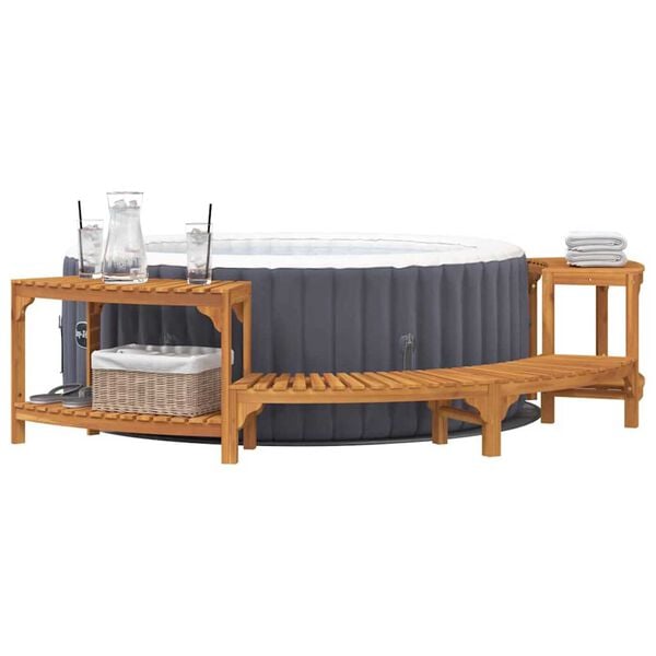 vidaXL Hot Tub Surround Brown 252 x 112 x 55.5 cm Solid acacia wood