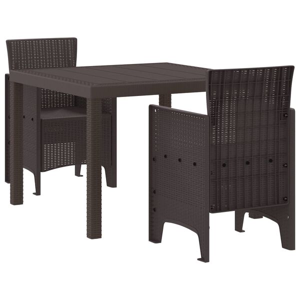 vidaXL Garden Dining Set 3 pcs Brown Polt rattan