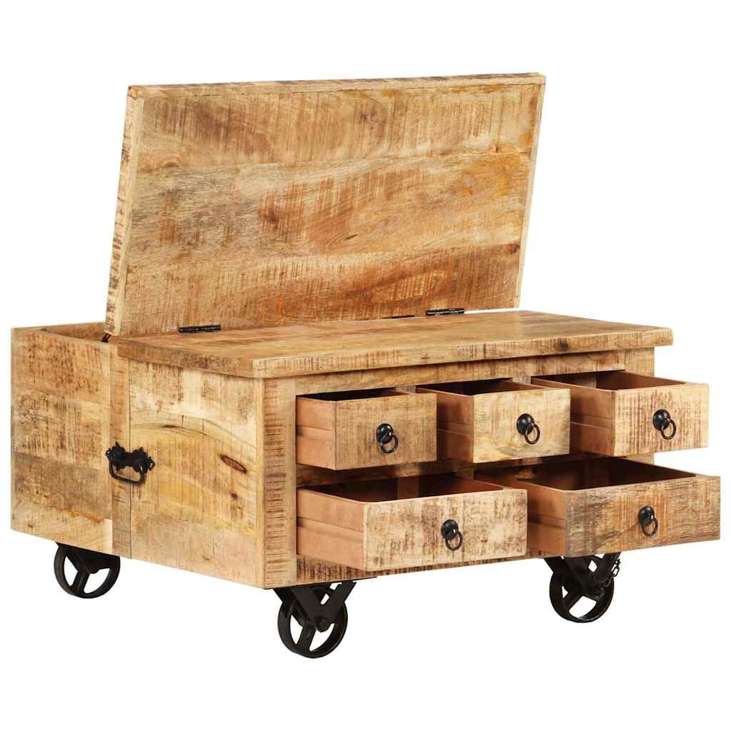 vidaXL Coffee Table Rough Mango Wood 70x70x40 cm