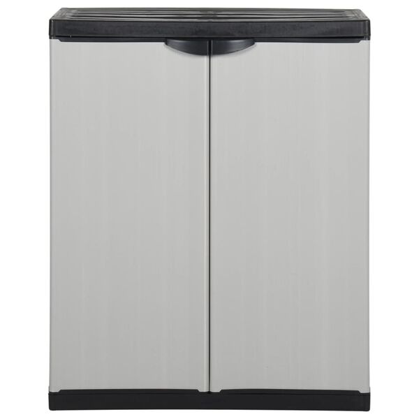 vidaXL Garden Storage Cabinet with 1 Shelf Grey and Black 68x40x85 cm