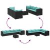 vidaXL 7 Piece Garden Lounge Set with Cushions Black Poly Rattan