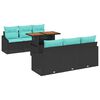 vidaXL Garden Sofa Set with Storage 7 pcs Black Poly rattan