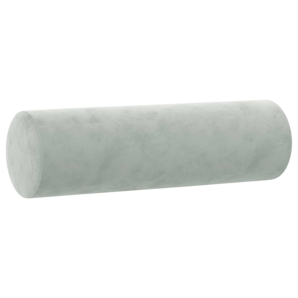 vidaXL Throw Pillows 2 pcs Light Grey Diameter 15x50 cm Velvet
