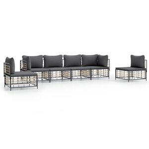 vidaXL 6 Piece Garden Lounge Set with Cushions Anthracite Poly Rattan