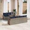 vidaXL Garden Sofa Set 8 pcs Grey and Navy Blue Poly Rattan