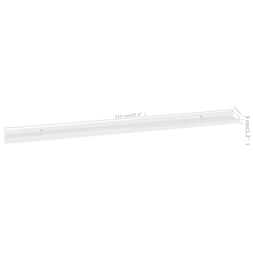 vidaXL Wall Shelves 2 pcs High Gloss White 115x9x3 cm