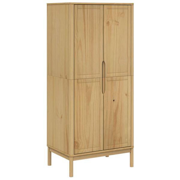 vidaXL Wardrobe FLORO Wax Brown 77x53x171 cm Solid Wood Pine