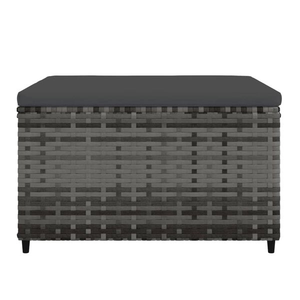 vidaXL Garden Footrest with Cushion Grey Poly Rattan