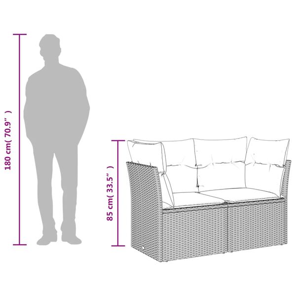 vidaXL Garden Sofa with Cushions 2-Seater Brown Poly Rattan