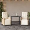 vidaXL 3 Piece Garden Dining Set with Cushions Beige Poly Rattan