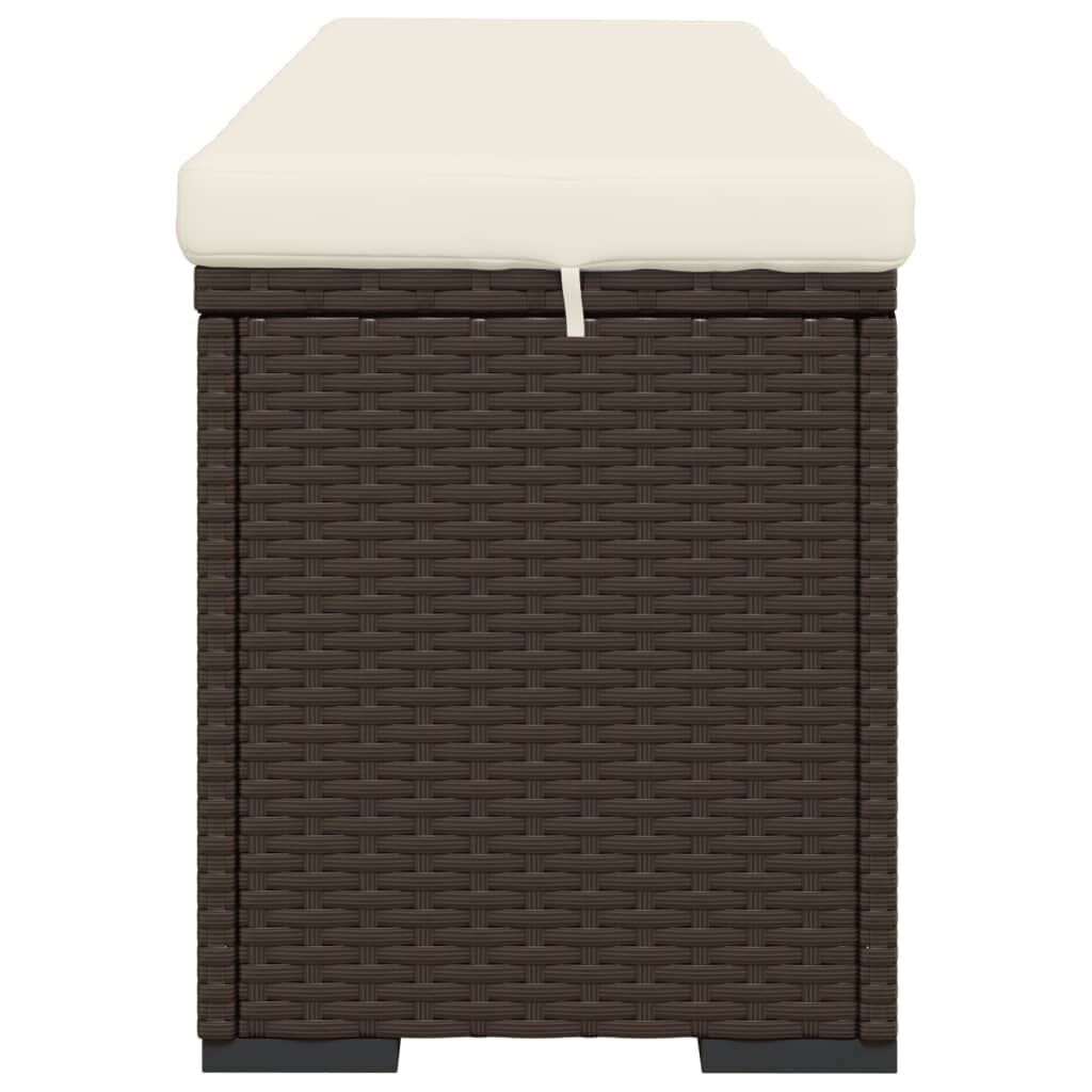 vidaXL Ottoman Bench with Cushion Brown 110x30x40 cm Poly Rattan