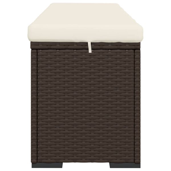 vidaXL Ottoman Bench with Cushion Brown 110x30x40 cm Poly Rattan