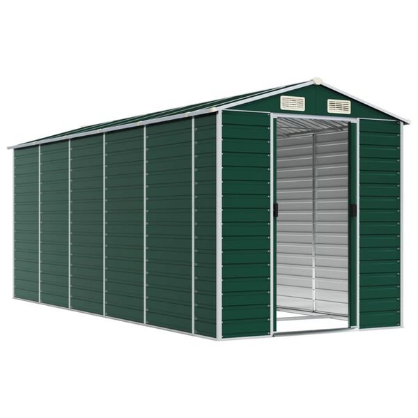 vidaXL Garden Shed Green 191x470x198 cm Galvanised Steel