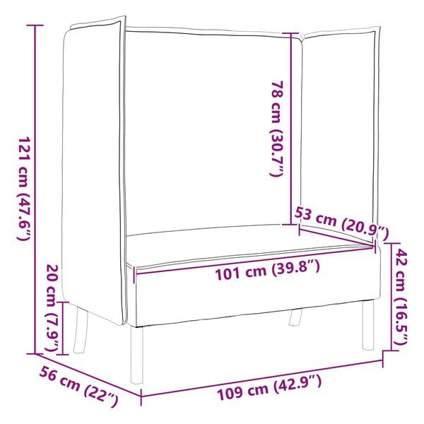 vidaXL Highback Sofa Light Grey 109x56x121 cm Fabric