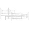vidaXL Metal Bed Frame without Mattress with Footboard White 150x200cm