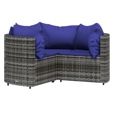 vidaXL 4 Piece Garden Lounge Set with Cushions Grey Poly Rattan