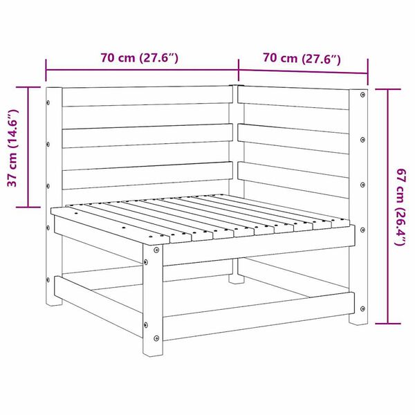 vidaXL Garden Sofa Corner 70x70x67 cm Solid Wood Pine
