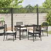 vidaXL Garden Dining Set with Cushion 5 pcs Black Rattan