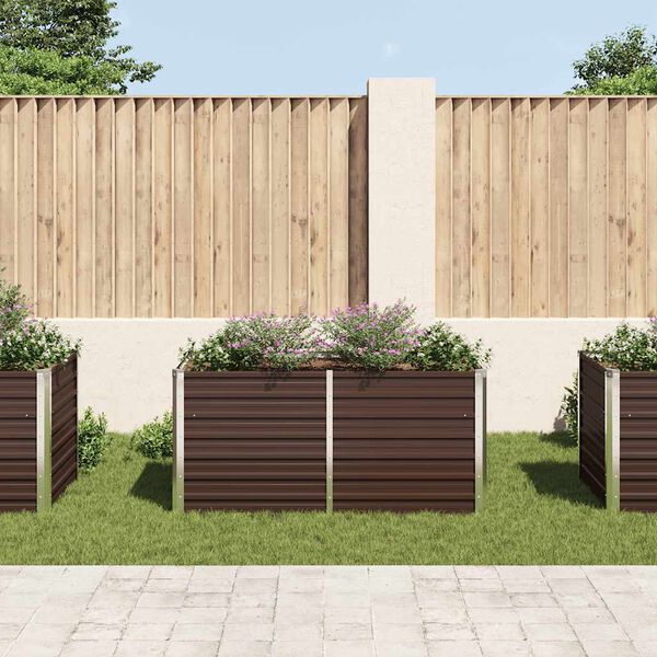 vidaXL Raised Garden Bed Brown 160x80x77 cm Galvanised Steel