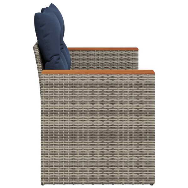 vidaXL Garden Sofa with Cushions 2-Seater Grey Poly Rattan