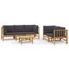 vidaXL 6 Piece Garden Lounge Set with Dark Grey Cushions Bamboo