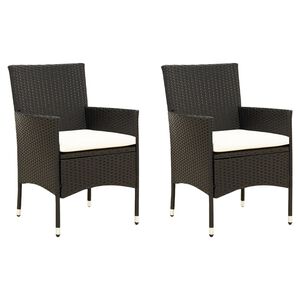 vidaXL Garden Chairs with Cushions 2 pcs Poly Rattan Black