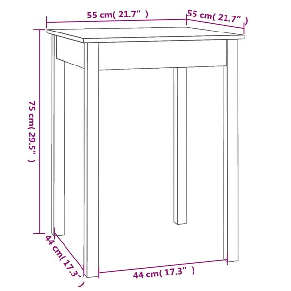 vidaXL Dining Table White 55x55x75 cm Solid Wood Pine