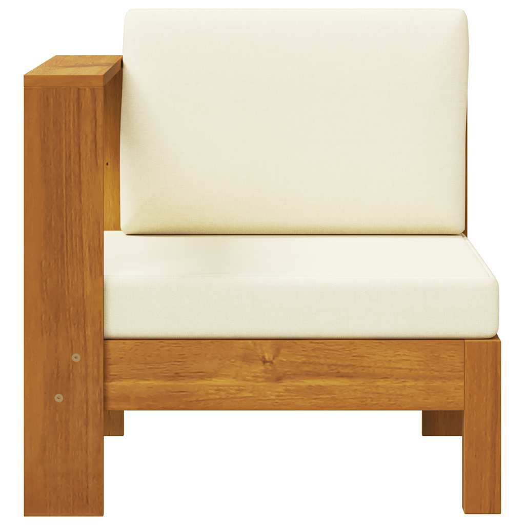 vidaXL Middle Sofa with 1 Armrest Cream White Solid Acacia Wood