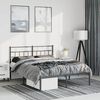 vidaXL Metal Bed Frame without Mattress with Headboard Black 135x190cm