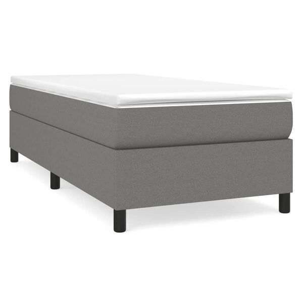 vidaXL Box Spring Bed Frame Dark Grey Twin Fabric (US Only)