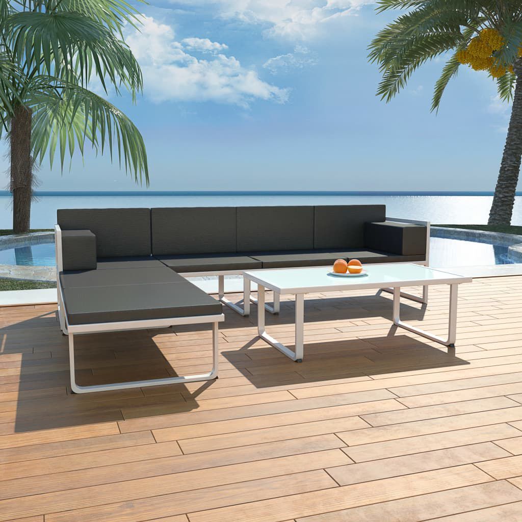 vidaXL 4 Piece Garden Lounge Set with Cushions Aluminium Black