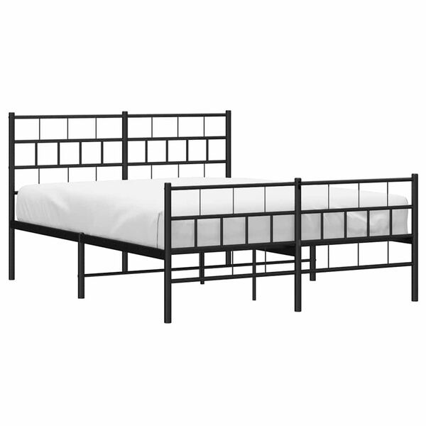 vidaXL Metal Bed Frame without Mattress with Footboard Black 150x200cm