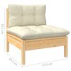 vidaXL 5 Piece Garden Lounge Set with Cream Cushions Pinewood