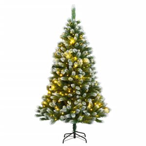 vidaXL Artificial Hinged Christmas Tree 150 LEDs & Flocked Snow 150 cm