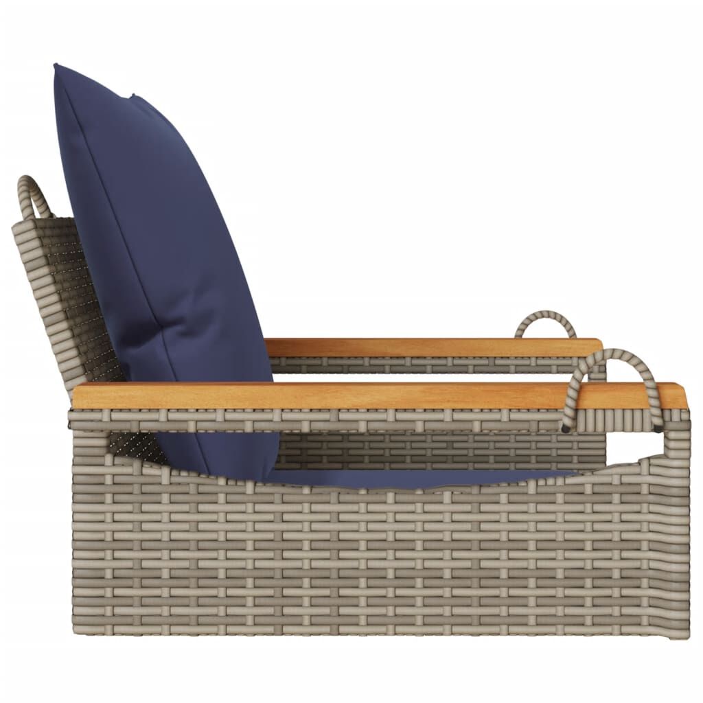 vidaXL Swing Bench with Cushions Grey 63x62x40 cm Poly Rattan