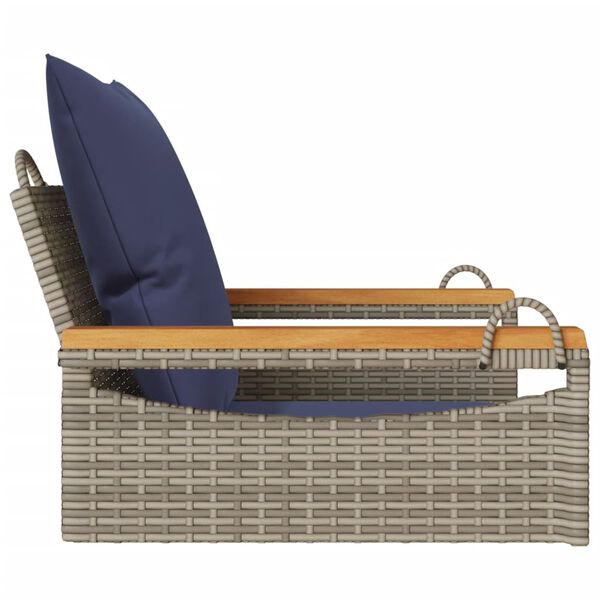 vidaXL Swing Bench with Cushions Grey 63x62x40 cm Poly Rattan