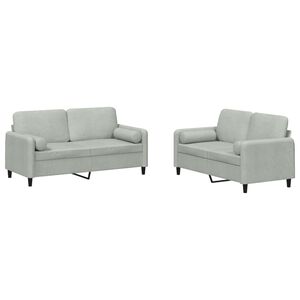 vidaXL 2 Piece Sofa Set with Pillows Light Grey Velvet
