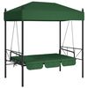 vidaXL Garden Swing Bench with Canopy Green Steel