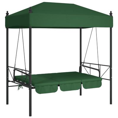 vidaXL Garden Swing Bench with Canopy Green Steel