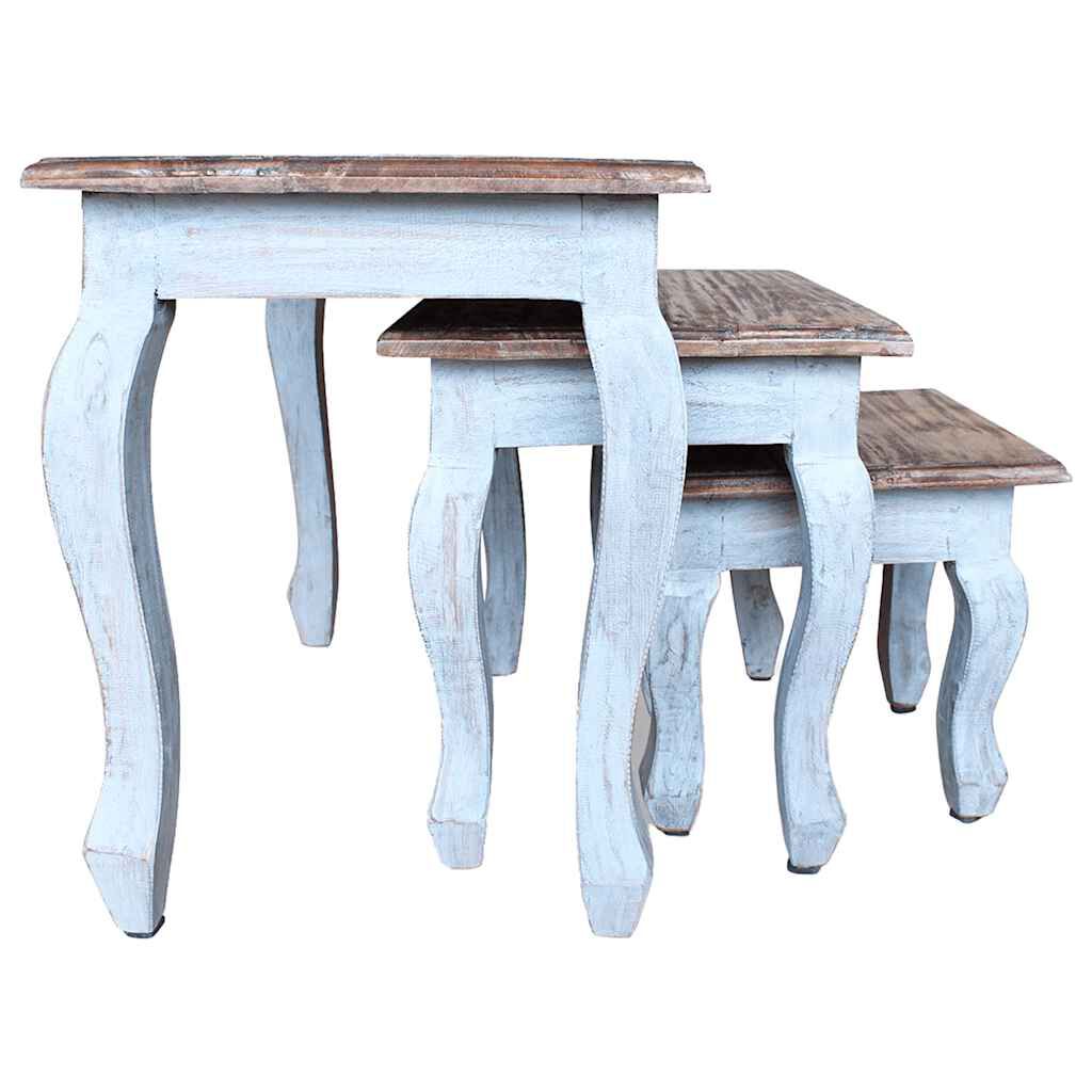 vidaXL Nesting Table Set 3 Pieces Solid Mahogany Wood