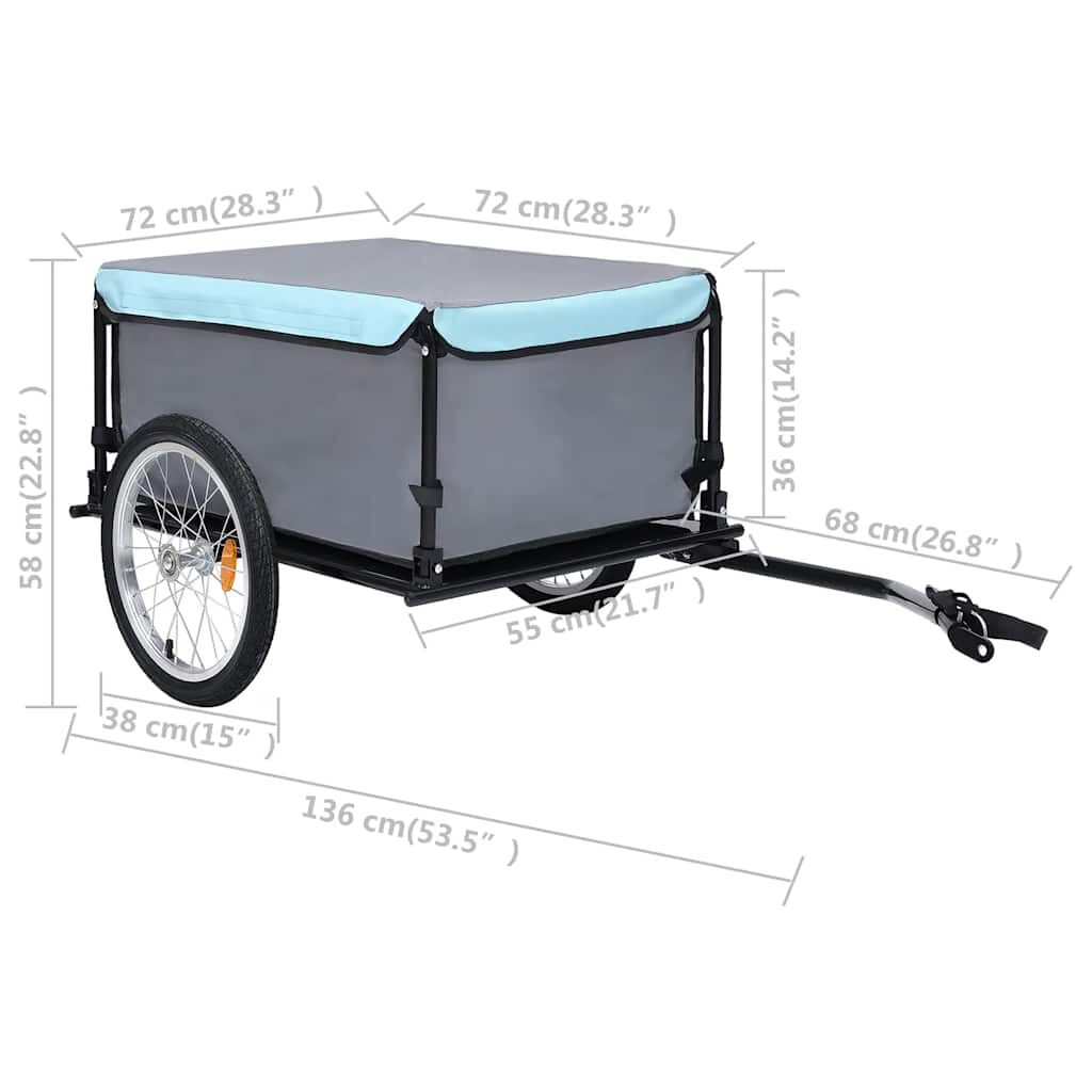 vidaXL Bike Trailer Black and Blue 65 kg