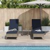 vidaXL Sun Lounger Reclining 3 pcs Grey and Navy Blue Poly Rattan