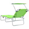 vidaXL Folding Sun Lounger with Canopy Steel Apple Green