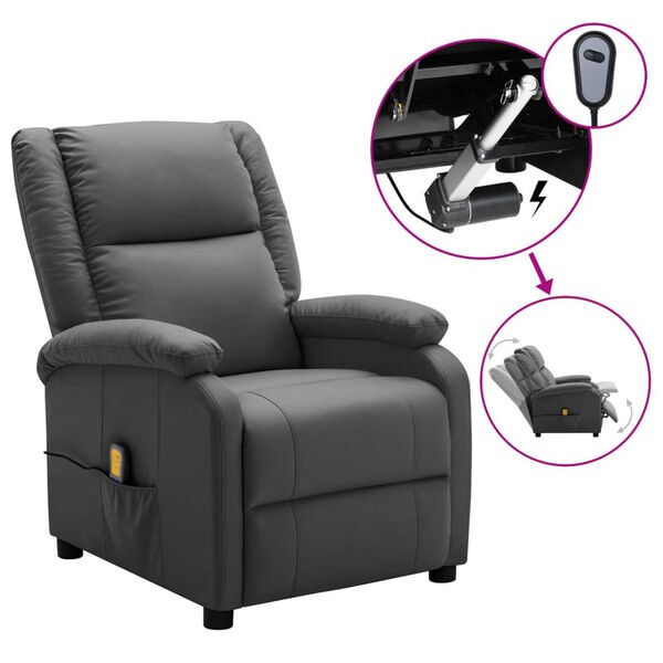 vidaXL Electric Massage Chair Anthracite Faux Leather