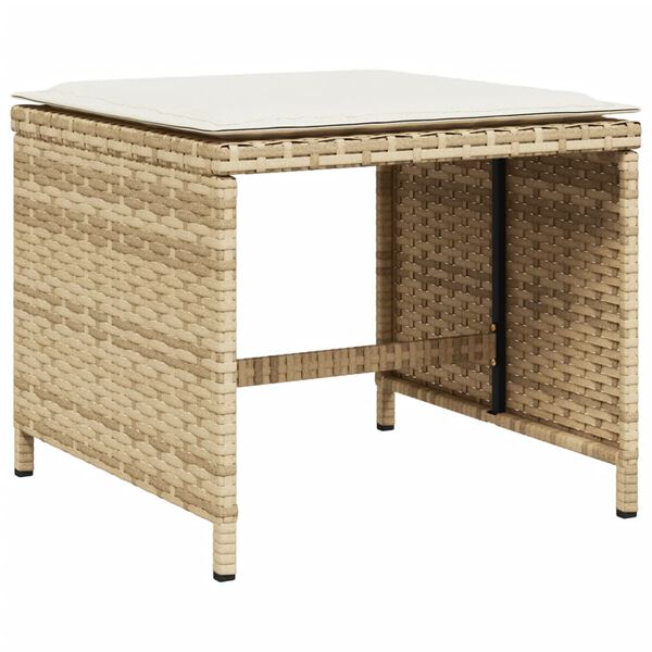 vidaXL 15 Piece Garden Dining Set with Cushions Beige Poly Rattan