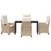 vidaXL Garden Dining Set with Cushion 5 pcs Beige Poly Rattan